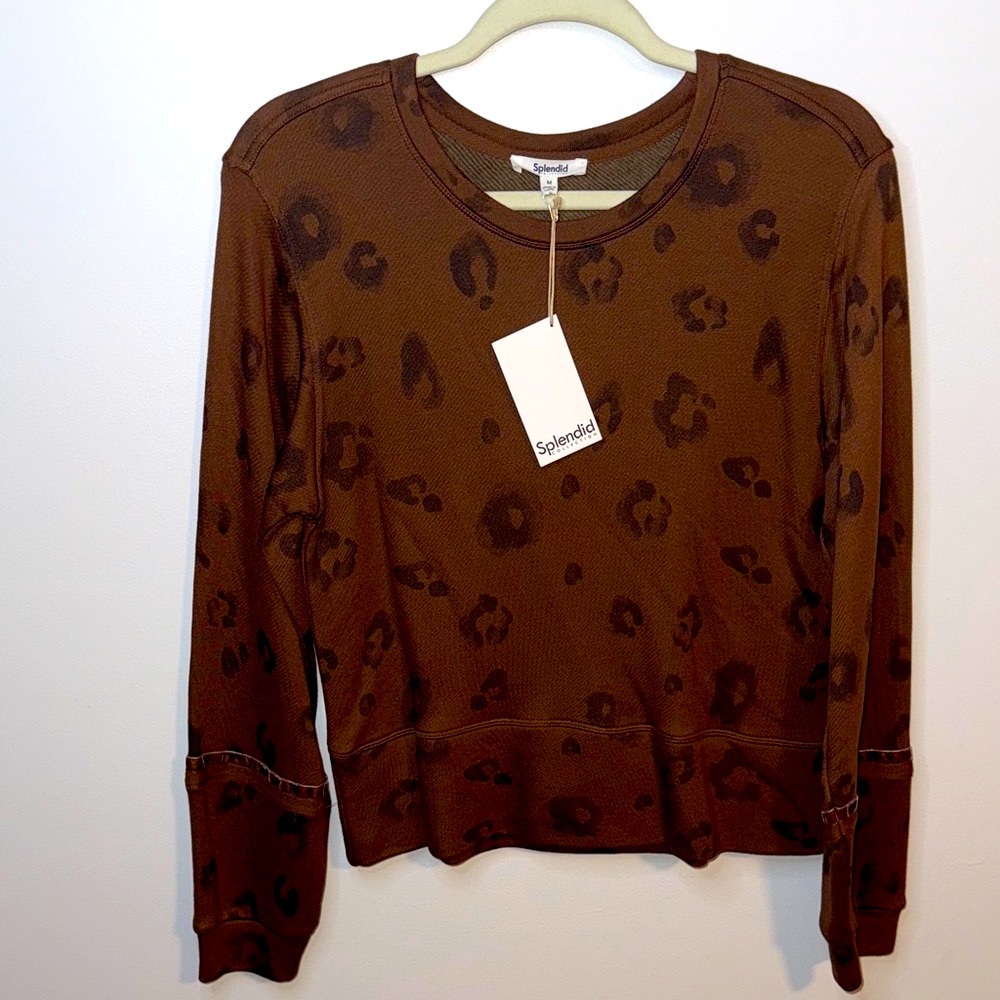 Splendid Chocolate Print Sweatshirt NWT